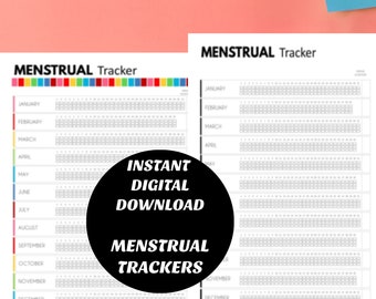 Menstruationszyklus Tracker, Regenbogen & Schwarz Design (digitaler Download)