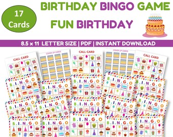Birthday Bingo Printable, Birthday Bingo Card, Birthday Bingo For Kids, Birthday Bingo Adults, Birthday Bingo Board, Bingo Birthday Party