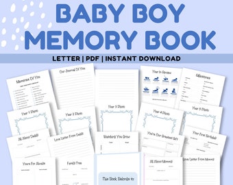 Baby Tracker, Baby Memory Book, Printable Stickers, Newborn Tracker, Baby Album, Baby Log, Baby Keepsake Book, Baby Planner, Baby Book Boy