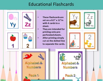 Printable Alphabet & Number Flashcards: Educational Learning (PDF)