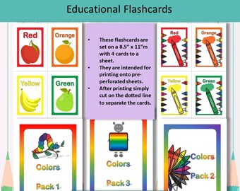 Colors Flashcards: Educational Learning for Kids (PDF Pattern)