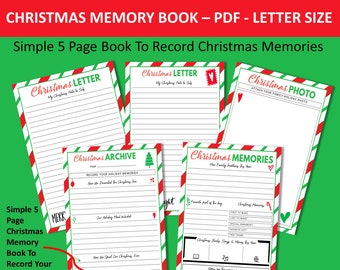 Christmas Memory Book, Christmas Memory Journal, Christmas Photo Album, Christmas Letter Printable, Christmas Stationery 8.5 x 11