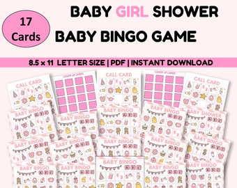 Baby Bingo Printable, Baby Girl Bingo, Baby Bingo Pink, Baby Shower Bingo Game, Baby Bingo Card, Baby Shower Games PDF, Baby Bingo Prefilled