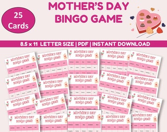 Mother's Day Bingo, Mother's Day Bingo Cards, Mothers Day Games Printable, Printable Mothers Day Gift, Mothers Day Printable For Kids