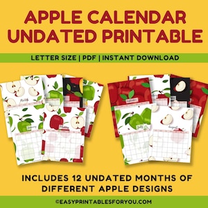 Apple Harvest Undated Calendar Printable (PDF)
