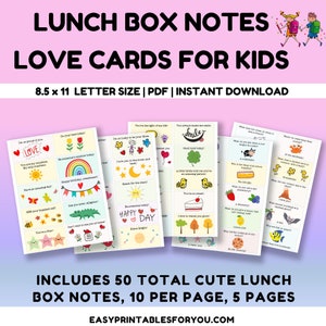 Kids Lunch Box Notes: Affirmation Cards, Love Notes (Digital Download)