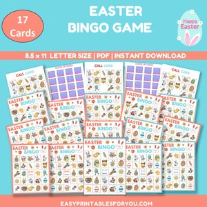 Bingo de Páscoa para impressão, Cartões de bingo de Páscoa, Bingo de Páscoa para crianças, Bingo de Páscoa para adultos, Bingo de Páscoa digital, Pacote de jogos de Páscoa, PDF de Páscoa