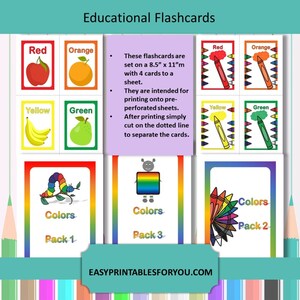 Colors Flashcards: Educational Learning for Kids (PDF Pattern)