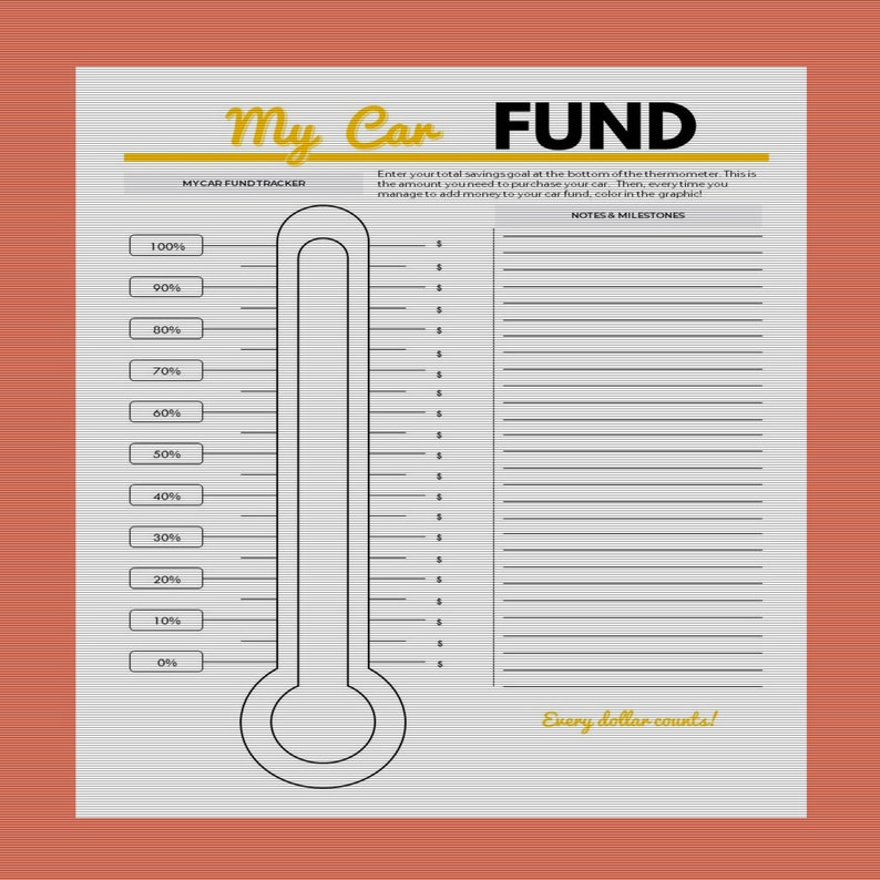 Car Payment & Savings Tracker Printable (digital Download) - Etsy