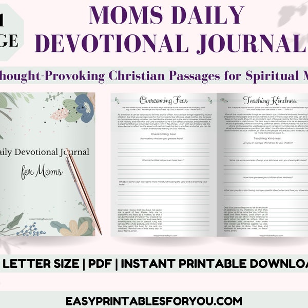 Devotional for Mom, Prayer Journal for Mom, Moms Devotional, Devotional Journal, Daily Devotional for Women,  Church Mother, Mothers Prayer