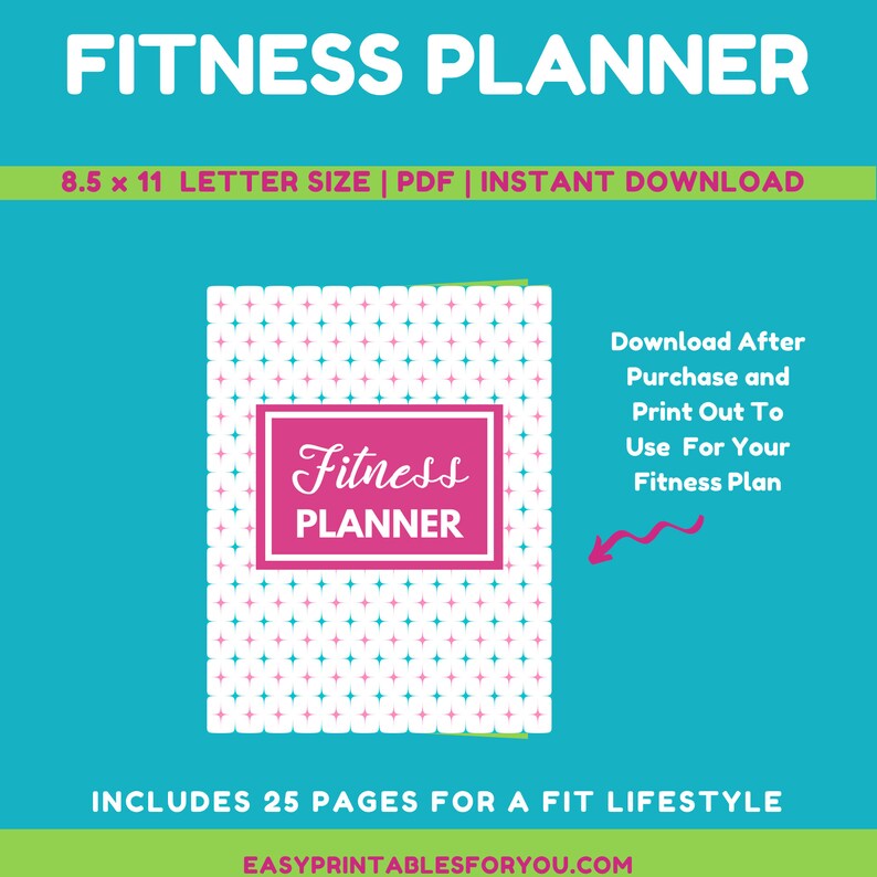 Fitness Planner Printable, Fitness Planner for Moms, Fitness Planner