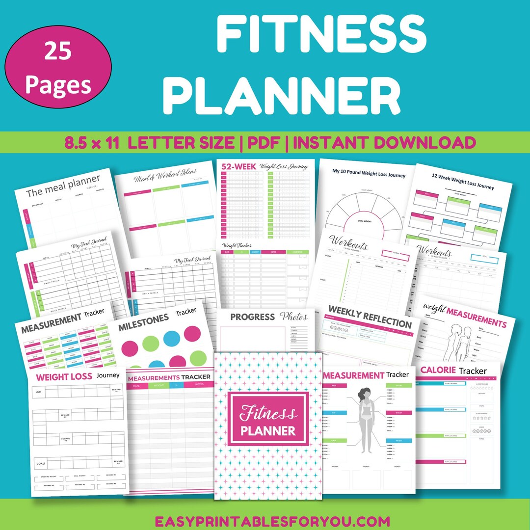 Fitness Planner Printable, Fitness Planner for Moms, Fitness Planner