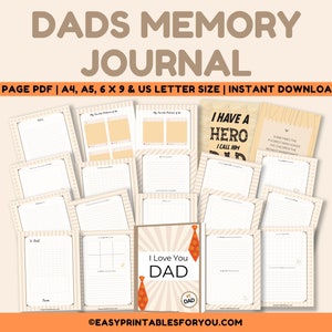 Fathers Journal | Dad Memory Journal | Fathers Memory | Dad Personalized Book | Dads Printable | Fathers Printables