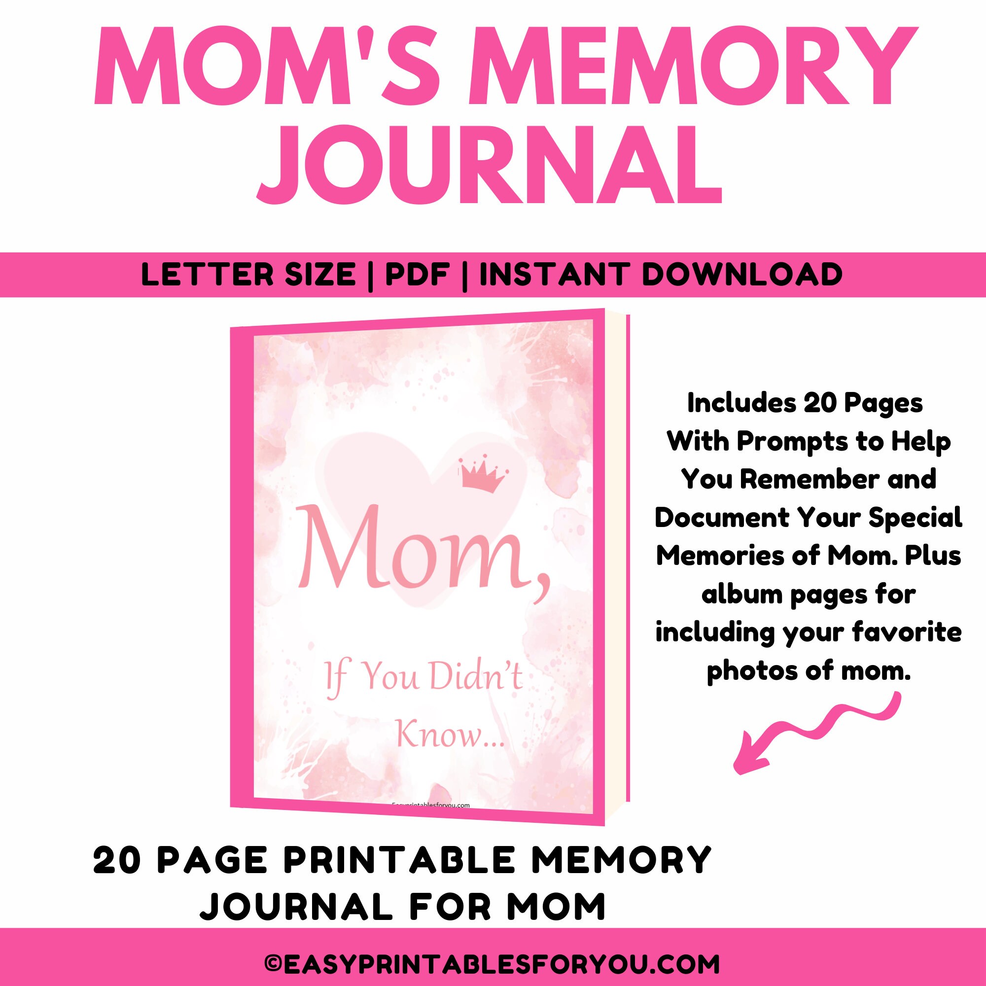 Mother Journal Mom Memory Journal Mom Memory Book Mom Notebook Mom Keepsake Journal Mother