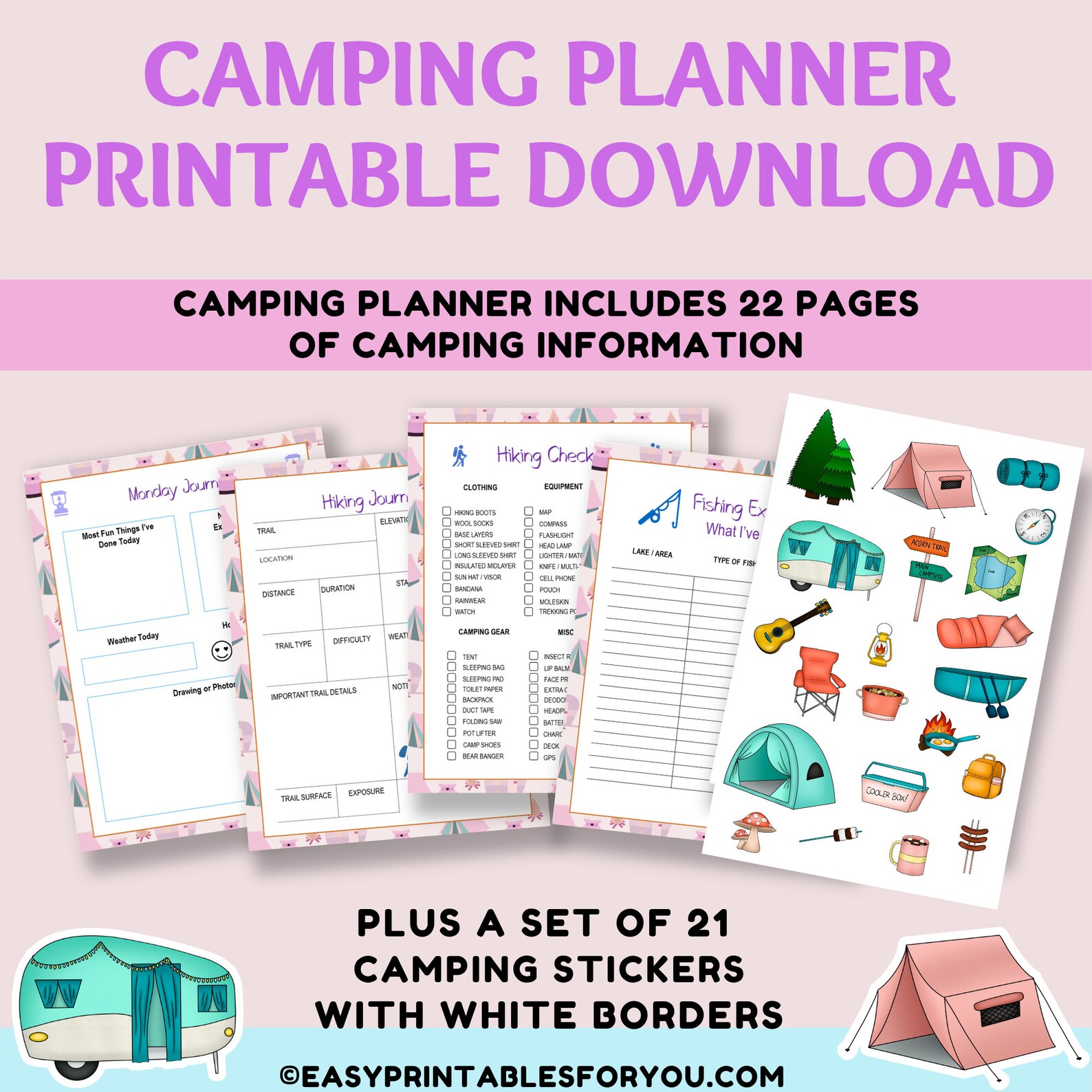 Camping Journal | Printable Camping Planner | Camping Checklist | Meal ...