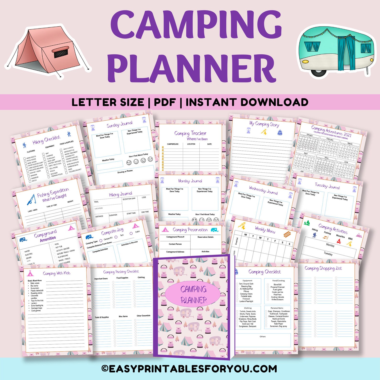 Camping Journal | Printable Camping Planner | Camping Checklist | Meal ...