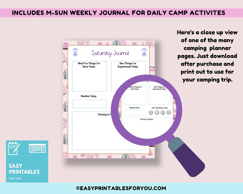 Camping Journal Printable Camping Planner Camping Checklist Meal ...