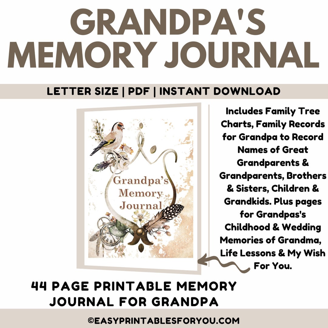 Grandpa Memory Book Grandparent Memory Journal Grandfather Legacy Great