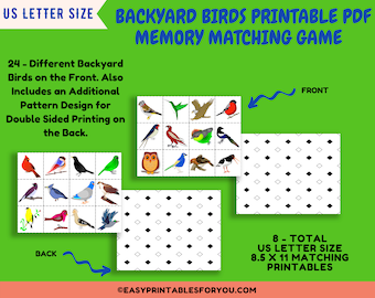 Birds Matching Game | Birds Memory Match Game |  Printable Memory Cards | Printable Memory Game | Flashcards for Kids | Learning Flash Cards