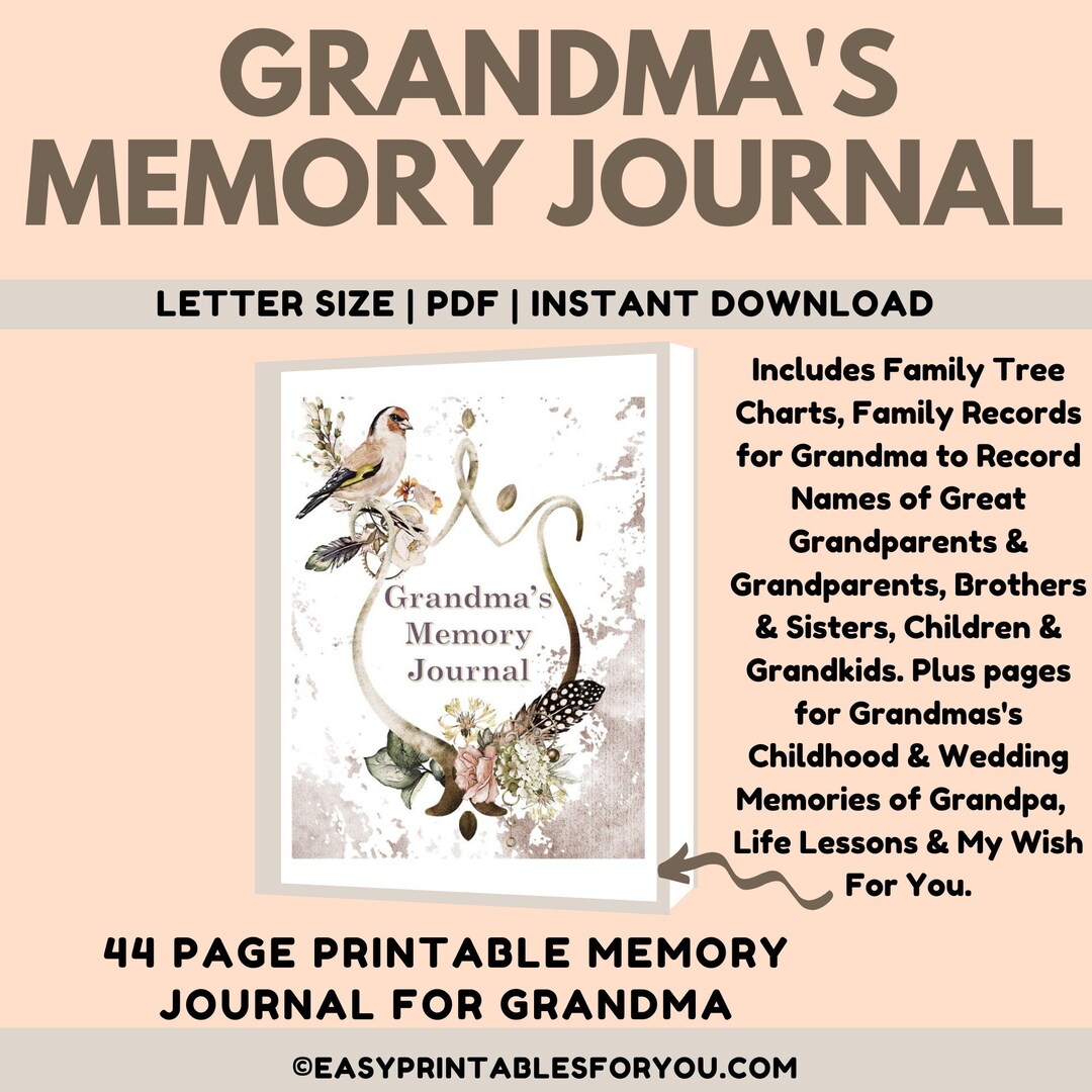 Grandma Memory Book Grandparent Memory Journal Grandmother Legacy Great