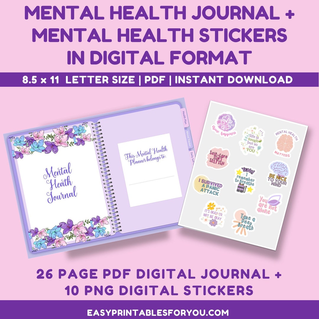 Mental Health Digital Journal: Planner & Stickers (digital Download) - Etsy