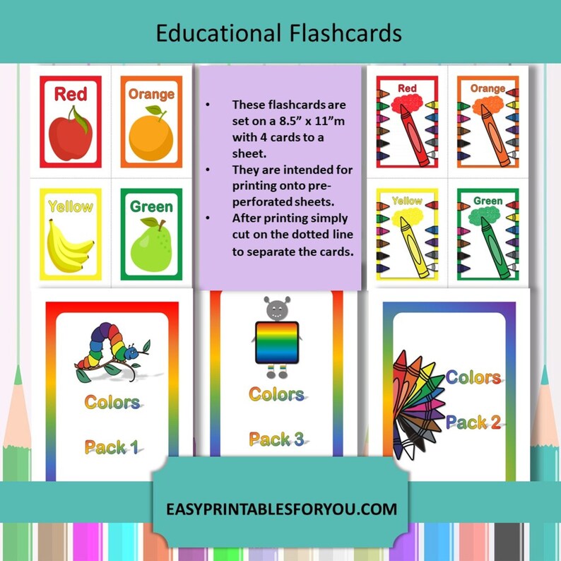 Educational Flashcards Colors Flashcards Color Flashcards Etsy