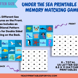 Under the Sea Memory Matching Game: Printable Flashcards (PDF)
