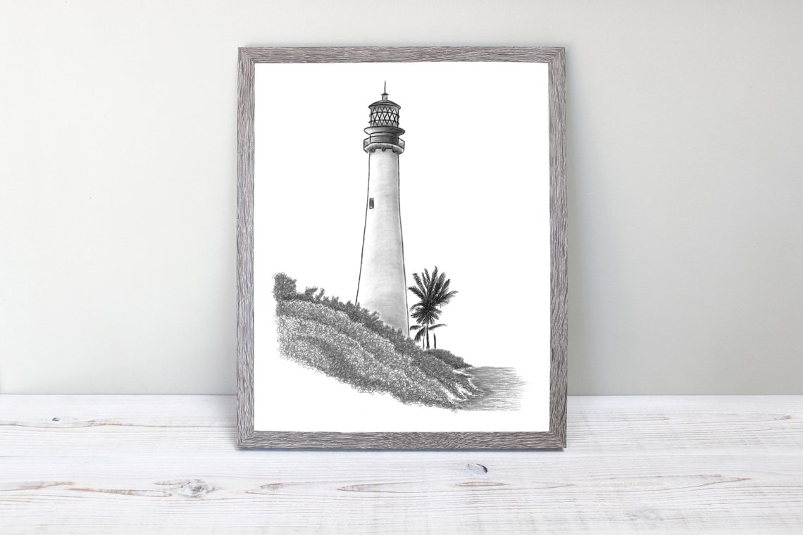 Set of 4 lighthouse Wall Decor Nautical Art Set Hand drawn Etsy