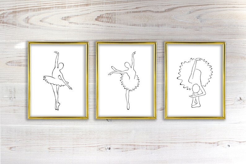 Set Of 3 Ballerina Silhouette Modern Minimalist Ballerina Art Set Ballerina Drawing Minimalist Drawings Outline Decor Female Body Art Art Collectibles Prints Locnuocxanh Vn