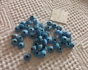 Perles Vintage En Verre Bleu Lapis - 50 Grammes - Ronde, Origine Inde Années 80