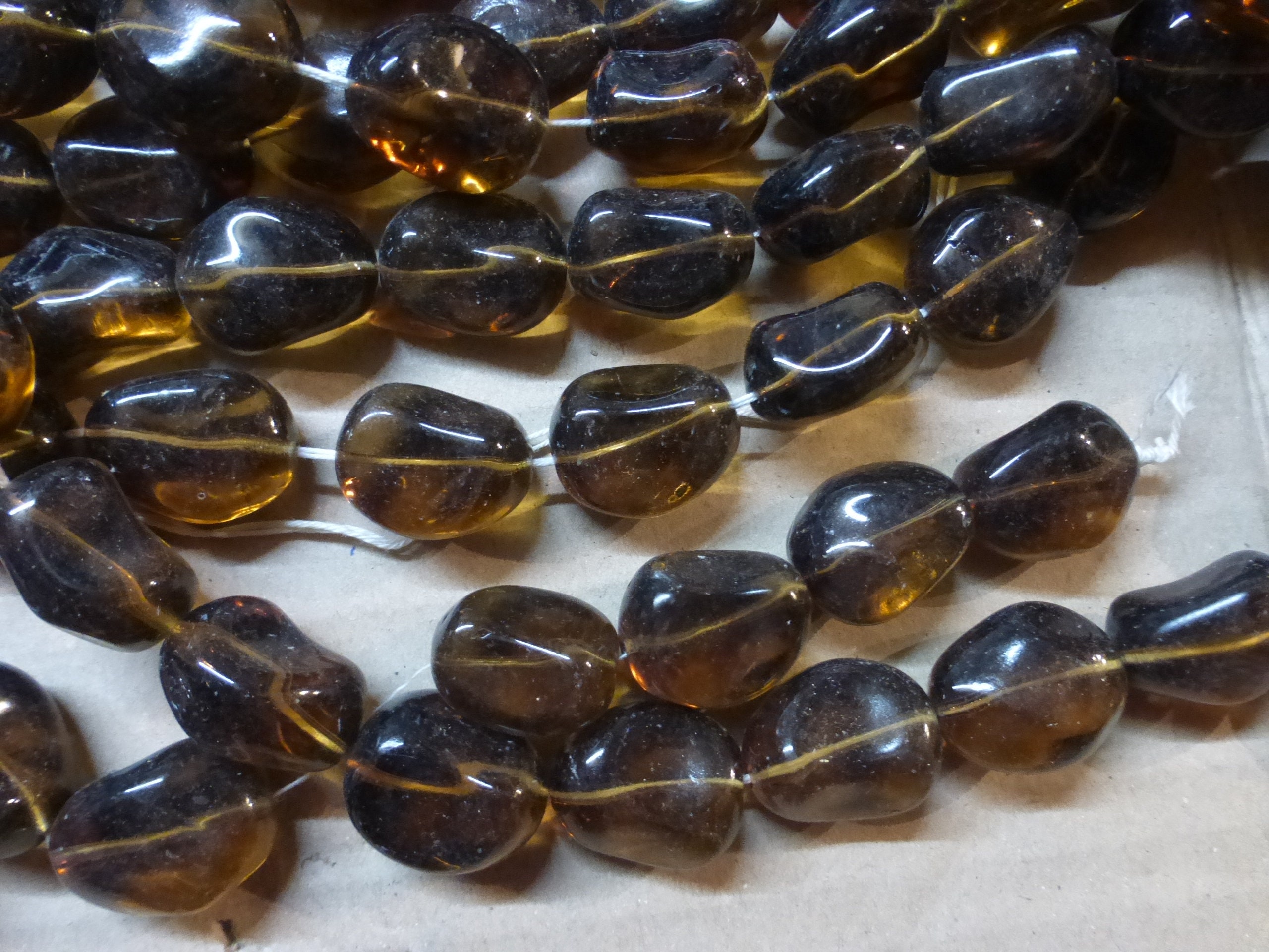 Lot De 100 Perles Vintage En Verre Marron – Grosses Pampilles Pour Macramé Ou Lustre – Tchécoslovaquie