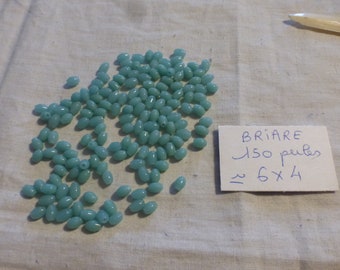 lot de 300 très anciennes perles en verre de Briare olive verte