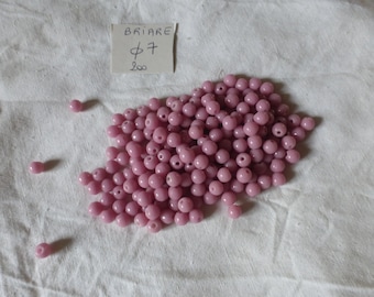 200 perles anciennes perle française de Briare rose poudre ronde 7 mm