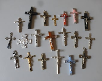 lot of 20 old cross pendants all different fab France