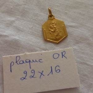 old gold-plated medal Saint Christophe fab France vintage