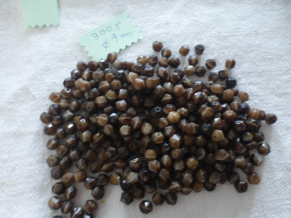 Lot De 300 Perles Anciennes En Pâte De Verre Facettées Violet Marbré - 5 Mm - Vrac
