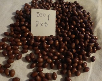 lot de 500 superbes perles anciennes en bois forme olive marron