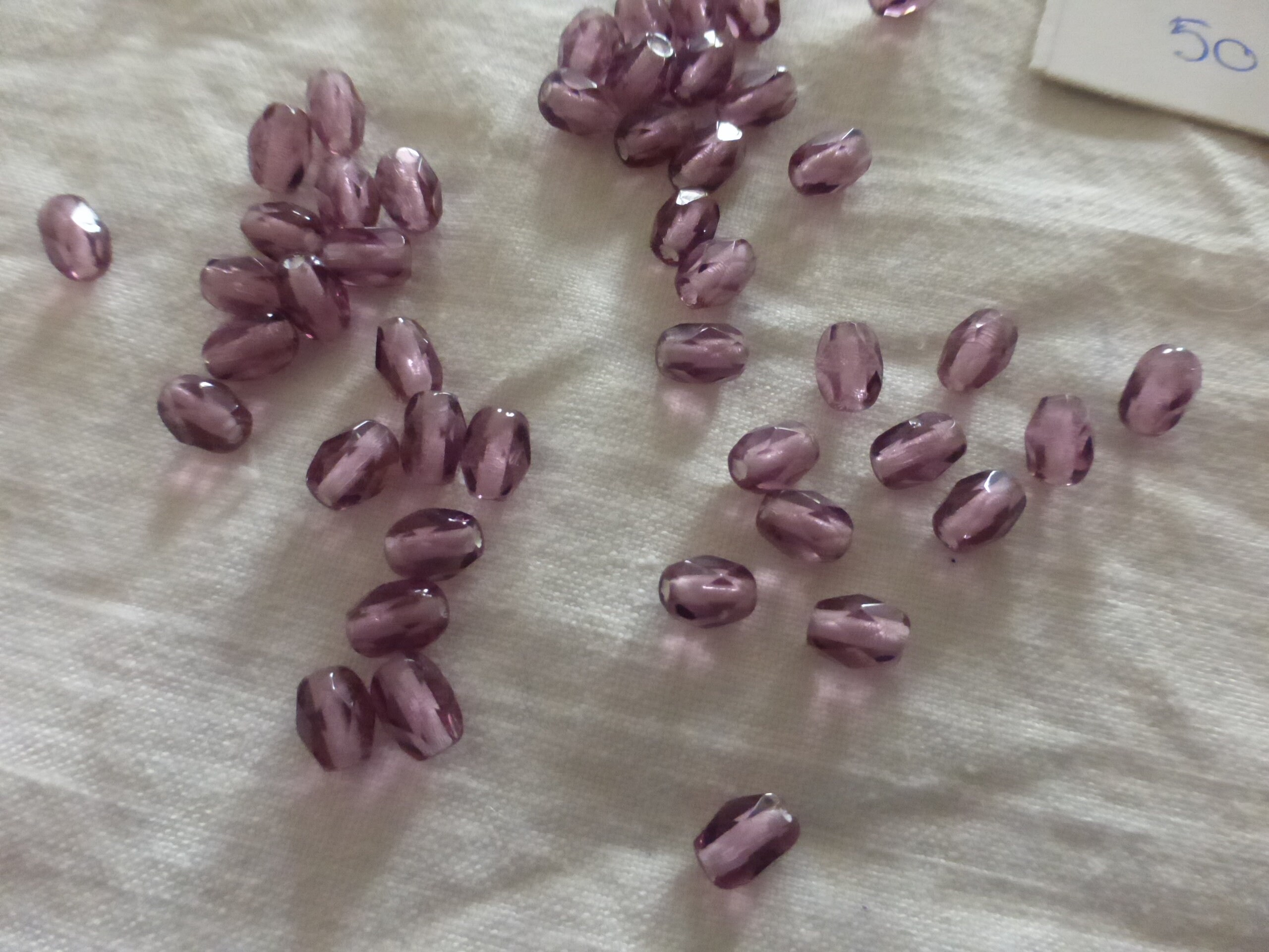 Lot De 600 Perles Cristal De Bohême - Olive Facette Violet Améthyste, 6x4 Mm, Occasion Vintage