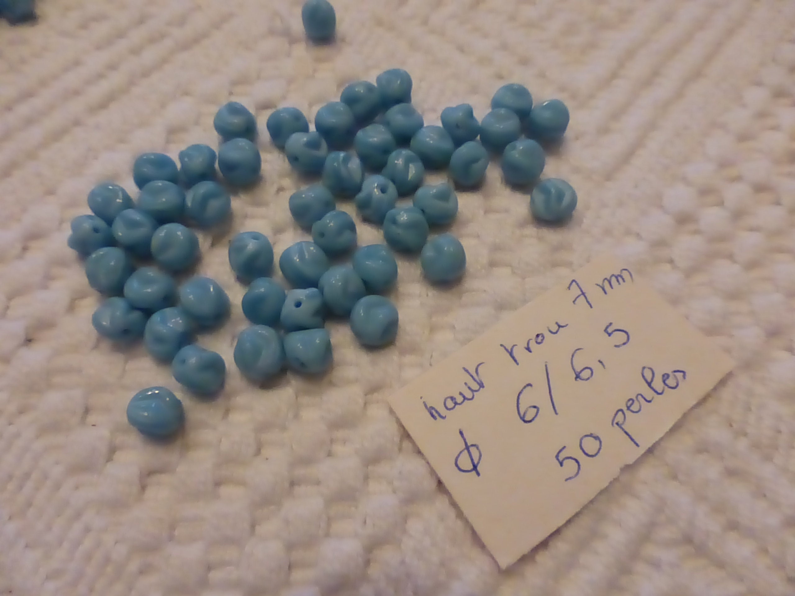 Lot De 50 Perles Vintage En Verre Bleu Lapis - Forme Disque - Inde Années 1970-1980