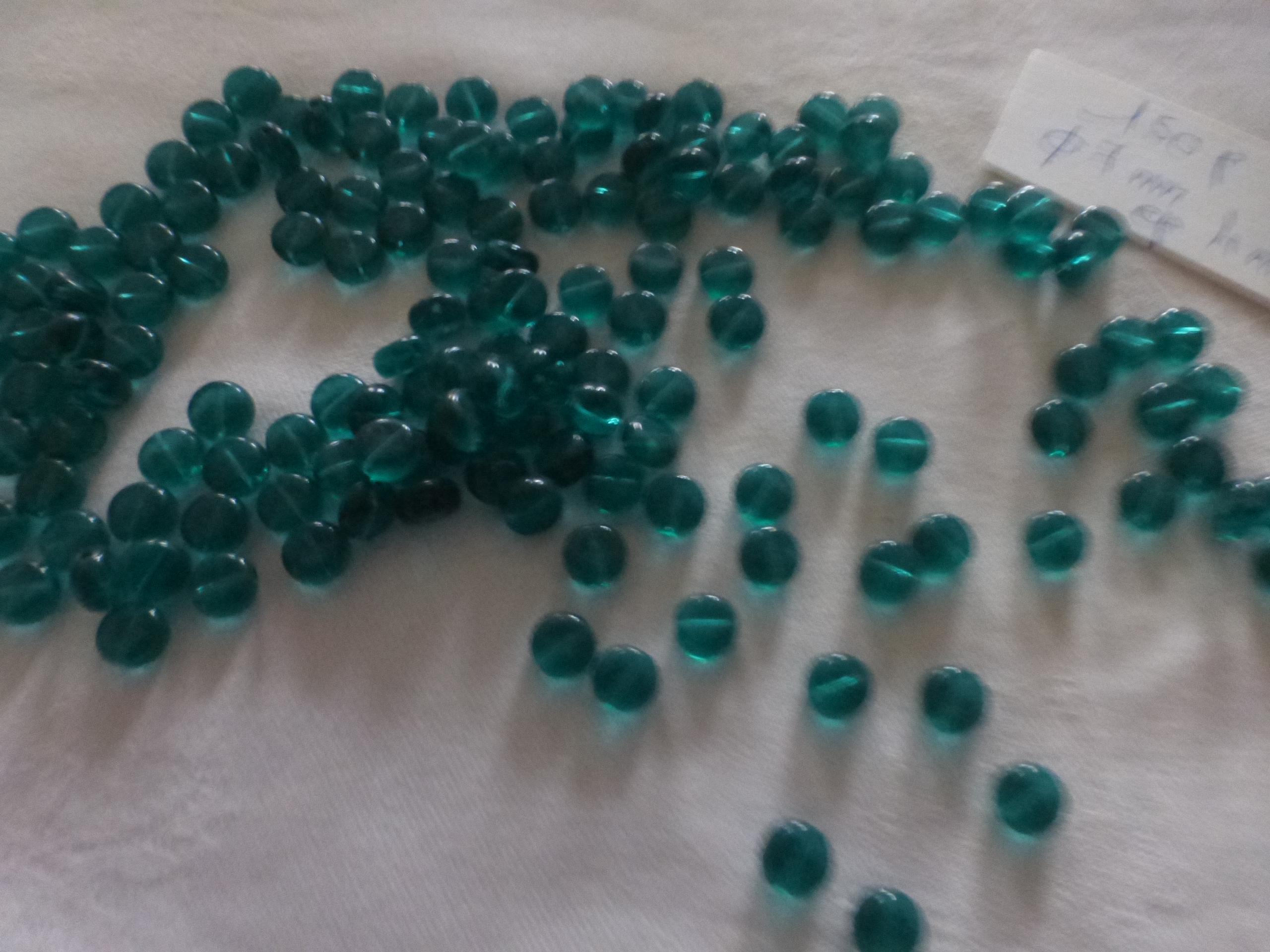 Lot De 150 Perles Vintage En Verre – Rondes Plates Vert émeraude Pour Créations