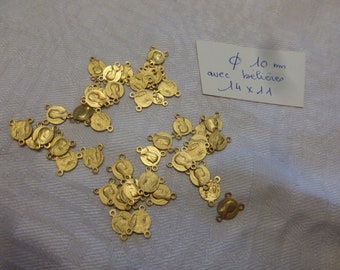 lot of 45 old connector jewelry bracelet in gold metal HOLY VIRGIN old manufacture France