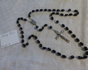 stock stock item new vintage old rosary black glass beads mod 1