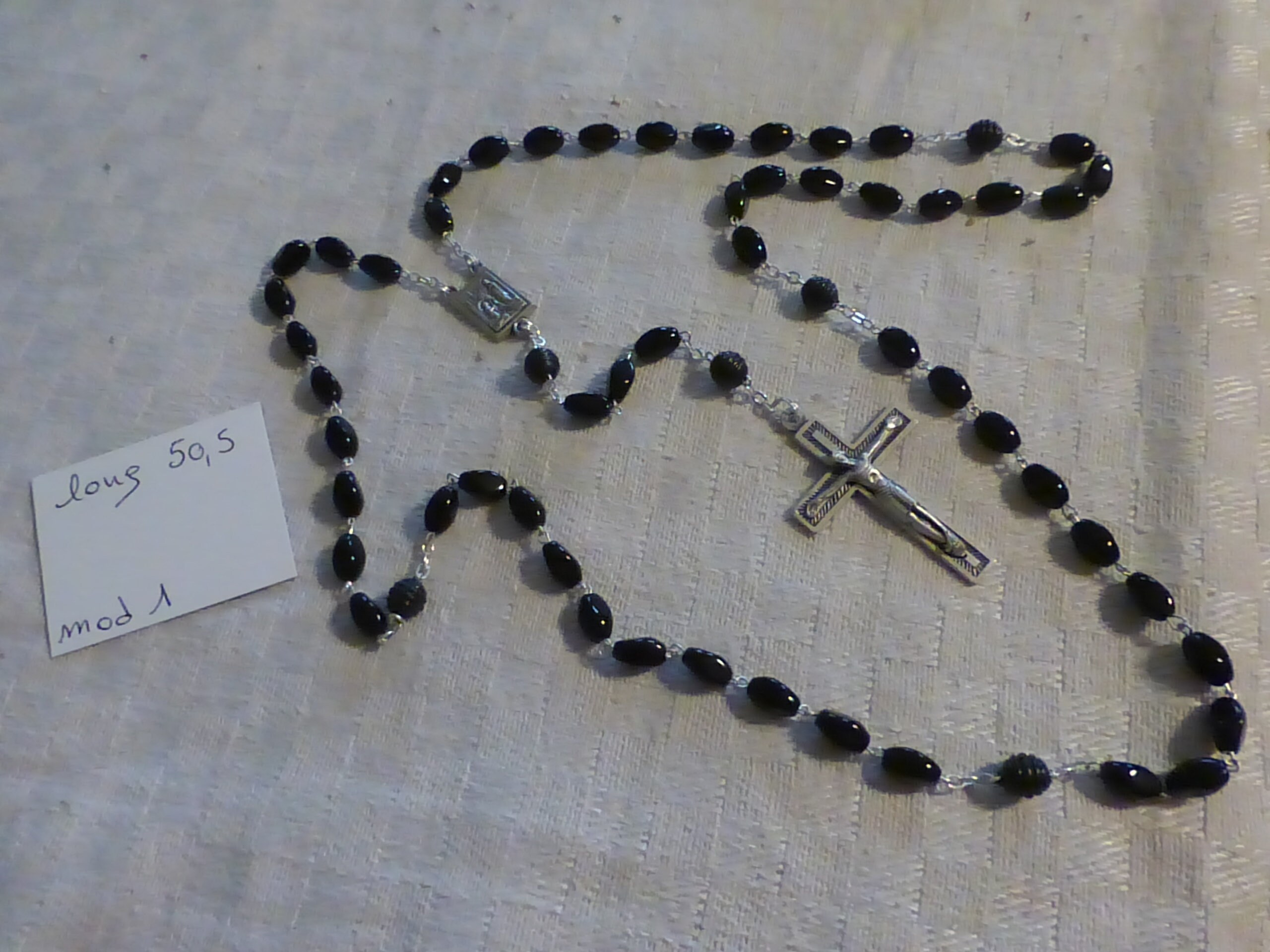 Fond de Stock Article Neuf Vintage Ancien Chapelet Perles en Verre Noires Mod 1