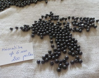 Los von 200 antiken Perlen in echtem Hematit dism 6 mm