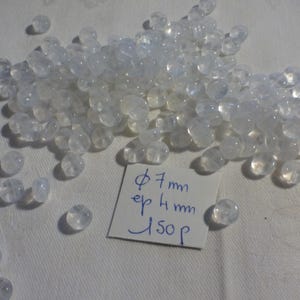 batch of 150 antique two-tone glass beads, round and flat, transparent white