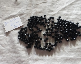 lot of 200 faceted Paris jet beads 5 mm old trimmings