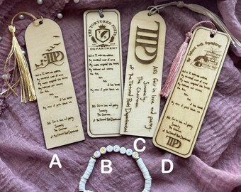 Marcadores de madera inspirados en TS/TTPD/Club de lectura/SWIFTIES/El poeta/Grabado con láser/Regalo para amantes de los libros/Regalo personalizado