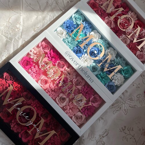 Mothers Day Flower Shadowbox Mom Birthday Mother Birthday Etsy