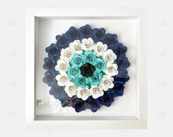 Evil Eye Flower Box | Rose Box | Paper Flower Shadow Box | Gift for Baby Shower, Gender Reveal, Nursery, Baby Girl, Baby Boy, Birthday