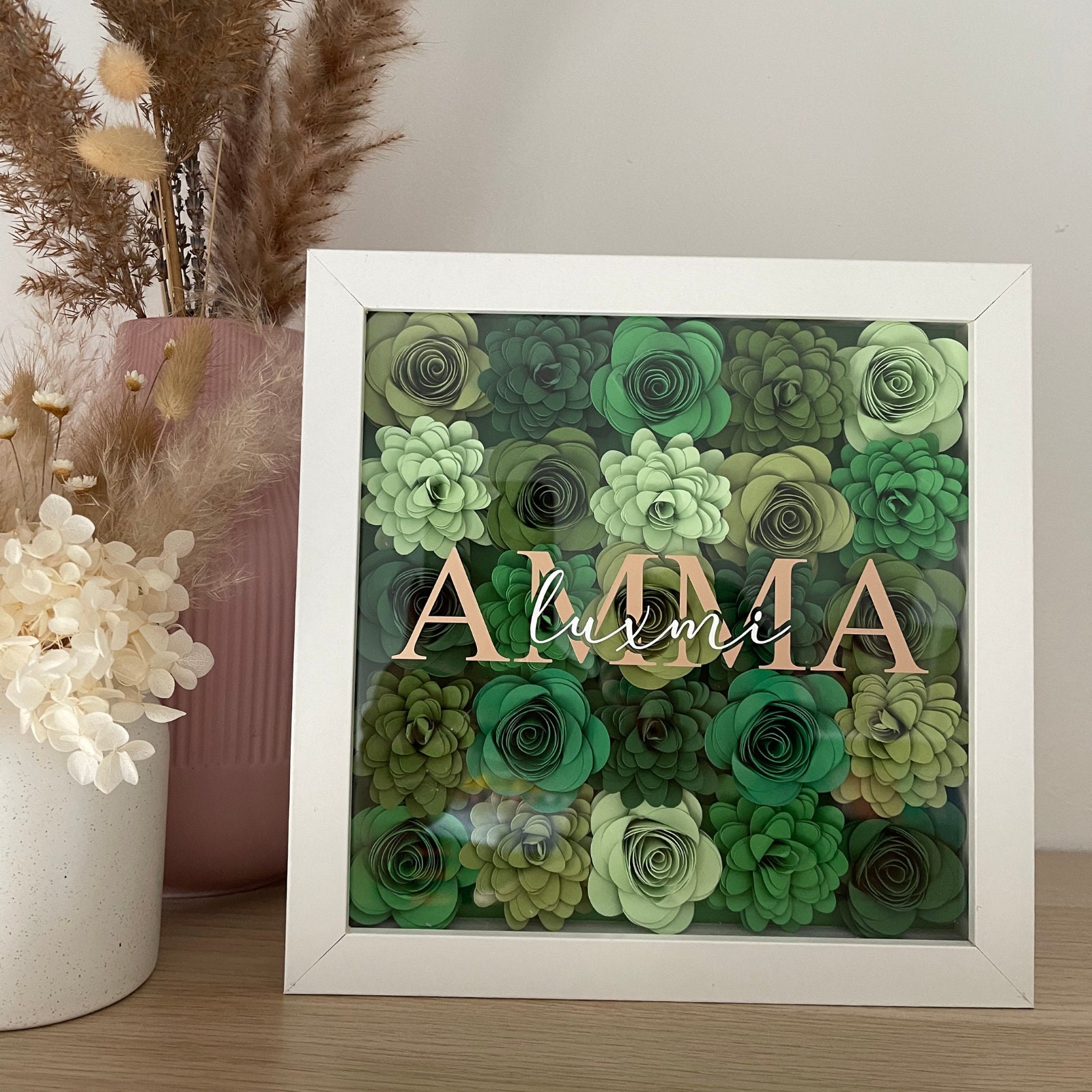 Mom "i Love You" Assorted Green Flower Box | Paper Rose Gift Box ...